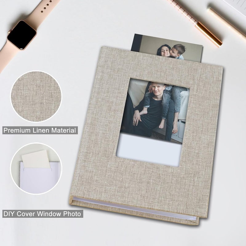 Sprsthai 4x6 Small Photo Album Photos Book, Linen Cover Photo Album, 50 Page Holds 100 Pictures, photobook for Anniversaries Vacations, Beige - Image 4